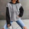 Plus Size Color Block Hooded Pullover – Loose Casual All-Match Hoodie