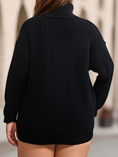 Plus Size Turtleneck Split Mid-Length Pullover Top