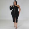 Plus Size Front Slit Dress with Flattering Elegant Fit