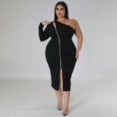 Plus Size Front Slit Dress with Flattering Elegant Fit