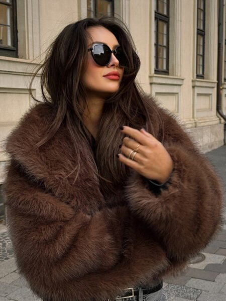Thickened Plush Faux Fur Winter Coat – Warm Luxury Fall Outerwear