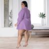 Plus Size Sexy Solid Color Tied Shirt Mini Dress for Women