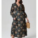 Plus Size Autumn Digital Print Woven Dress