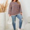 Plus Size Striped Loose Fit Pullover Top – Comfy Casual Everyday Wear