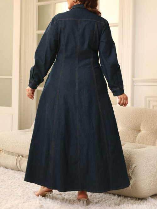 Plus Size Winter Swing Coat with Open Front & Elegant Drape