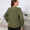 Plus Size Long Sleeve Spring Shirt in Fresh Green Tone