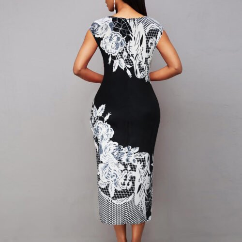 Plus Size Cheongsam-Inspired Sheath Dress – Summer Elegance