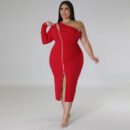 Plus Size Front Slit Dress with Flattering Elegant Fit