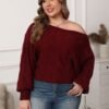 Sexy Off-Shoulder Asymmetric Plus Size Batwing Top