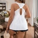 Back Cutout Summer T-Shirt – Casual Hollow Out Plus Size Tee
