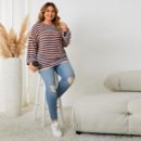 Plus Size Striped Loose Fit Pullover Top – Comfy Casual Everyday Wear