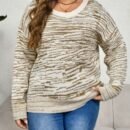Plus Size Striped Round Neck Thick Pullover Sweater – Cozy Autumn Winter Essential