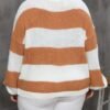 Plus Size Women Clothes Contrast Color Striped Pullover