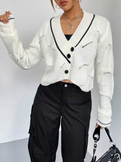 Loose V-Neck Thin Sweater Jacket Cardigan