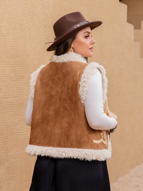 Plus Size Autumn Winter Velvet Jacket with Fur Collar