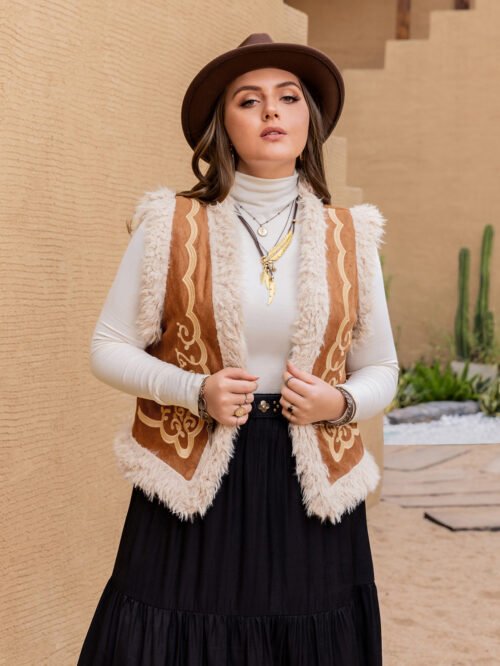 Plus Size Autumn Winter Velvet Jacket with Fur Collar