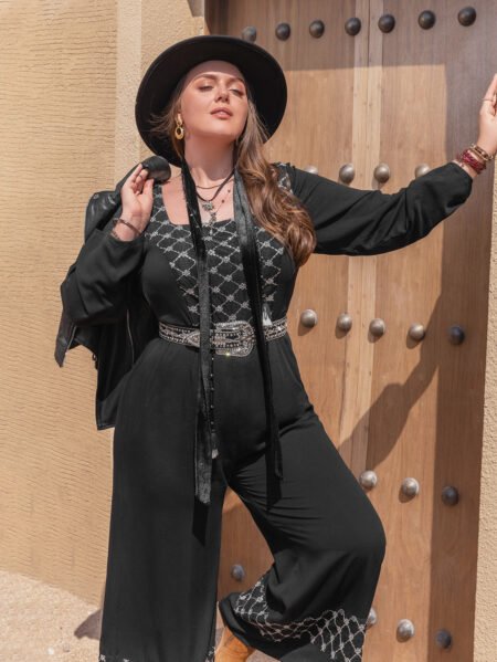 Plus Size Autumn Winter Long Sleeve Casual Jumpsuit