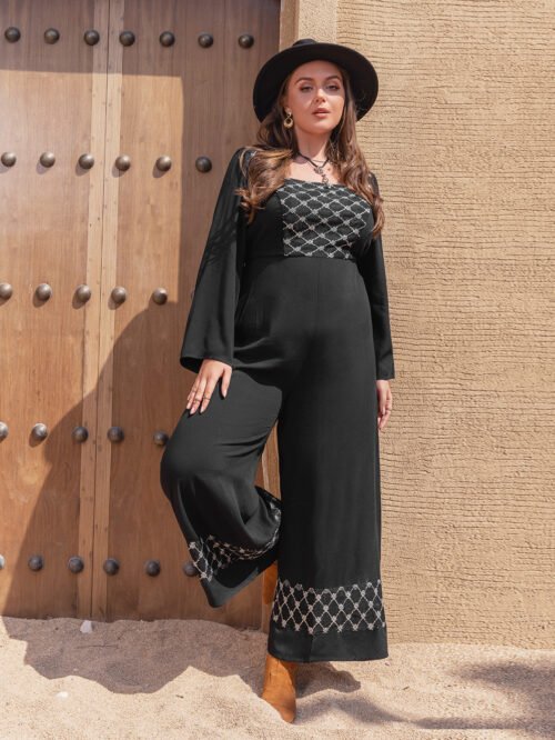 Plus Size Autumn Winter Long Sleeve Casual Jumpsuit