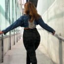 Casual Plus Size Hand-Frayed Washed Denim Jacket