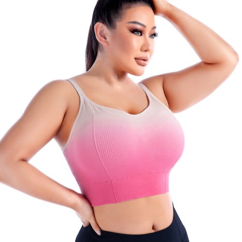 Plus Size Gradient High-Elastic Nude Feel Yoga Bra