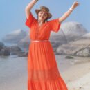 Plus Size Boho Lace V-Neck Top & Maxi Skirt Set