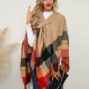 Luxury Cashmere Knit Shawl Cape Cloak Coat for Women