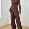 Casual Wide Leg Trousers Two-Piece Set