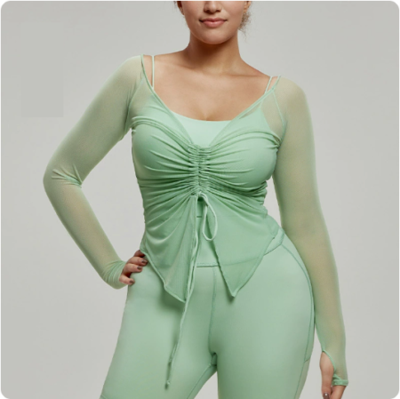 Plus Size Long Sleeve Abdominal Shaping Yoga Blouse