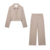 Women’s Long Sleeve Coat & Straight Leg Trousers Two-Piece Set