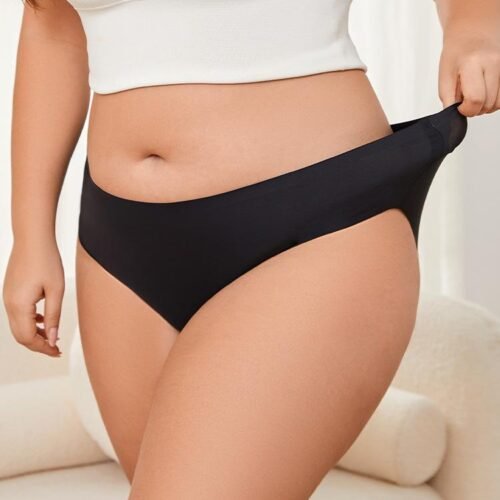 Plus Size Sexy Lace Hollow-Out Low Waist Briefs