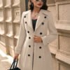 Slim Fit Double Breasted Mid-Length Wool Coat for Women