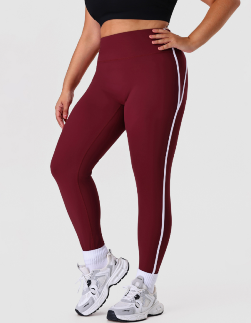 Plus Size Side Stripe Peach Hip Yoga Leggings – High Elastic Fit