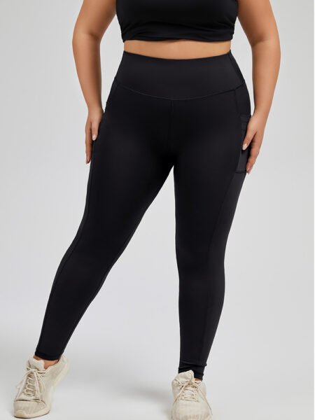 Plus Size High Waist Patchwork Yoga Pants with Pockets