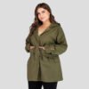 Plus Size Army Green Mid-Length Slimming Anorak Coat