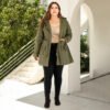 Plus Size Army Green Mid-Length Slimming Anorak Coat