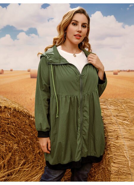 Women’s Mid-Length Hooded Trench Cardigan Coat