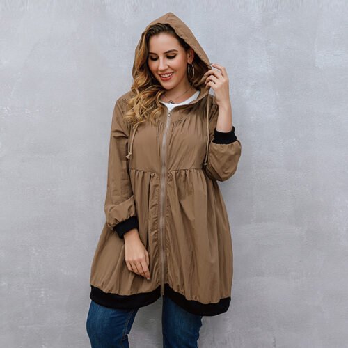 Women’s Mid-Length Hooded Trench Cardigan Coat