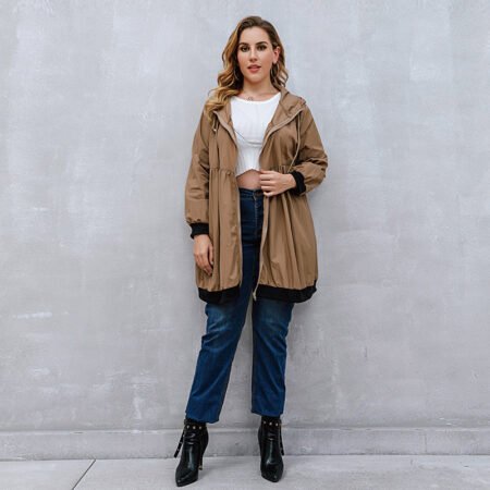 Women’s Mid-Length Hooded Trench Cardigan Coat