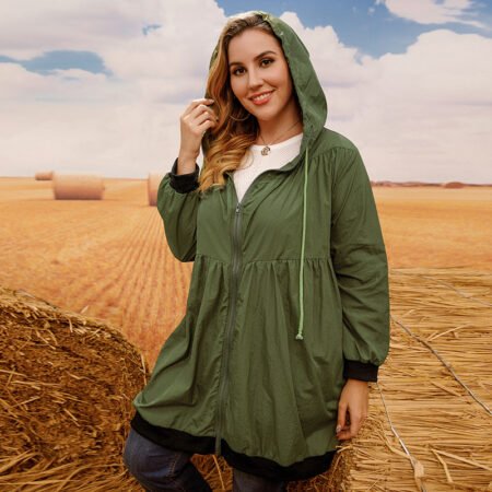 Women’s Mid-Length Hooded Trench Cardigan Coat