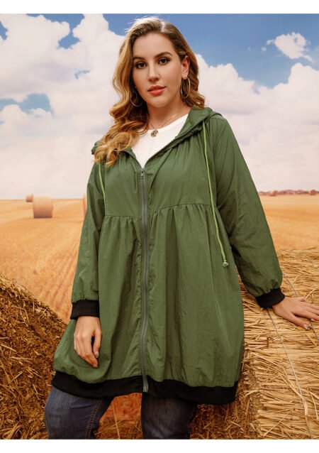 Women’s Mid-Length Hooded Trench Cardigan Coat