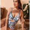 Plus Size Printed One-Piece Skirt Swimsuit