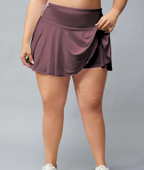 Plus Size Quick-Dry Tennis Skirt with Built-In Shorts – Breathable Fitness Skort