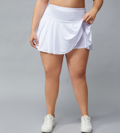 Plus Size Quick-Dry Tennis Skirt with Built-In Shorts – Breathable Fitness Skort