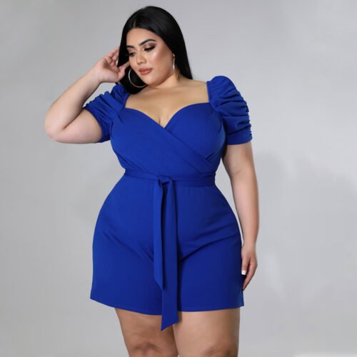 Plus Size Casual Sexy Belted Jumpsuit