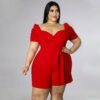 Plus Size Casual Sexy Belted Jumpsuit