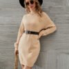 Women’s Winter Turtleneck Wool Mid-Length Slim Sweater Dress