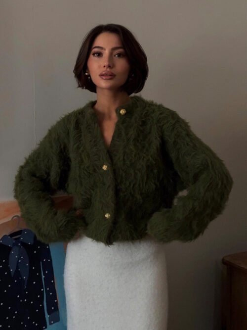 Soft Mink-Like Knitted Sweater Cardigan