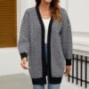 Striped Contrast Long Knit Cardigan Coat