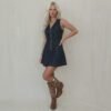 Women’s Summer Sleeveless V-Neck Waist-Control Denim Dress
