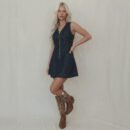 Women’s Summer Sleeveless V-Neck Waist-Control Denim Dress